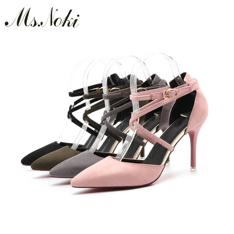 Женские туфли лодочки с перекрестной шнуровкой Ms. Noki летние на каблуке офисные