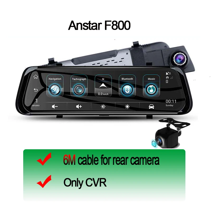 F800-Normal Автомобильный видеорегистратор Anstar F800 Android 4G камера заднего вида HD 10 дюймов Full ips сенсорный экран видеорегистратор gps Navi ADAS двойной объектив автомобильная камера - Название цвета: F800-Normal