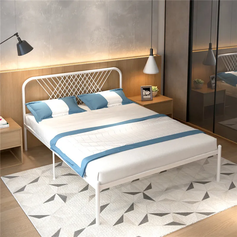 Современная кровать с железной рамой двуспальная 1 8 метра для взрослых железная 5