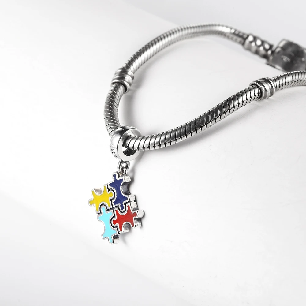 Головоломки бусины в форме сердца Fit Pandora Браслеты Подвески Серебро 925 оригинальные бусины Аутентичные Серебряные Подвески DIY ювелирных изделий Прямая поставка