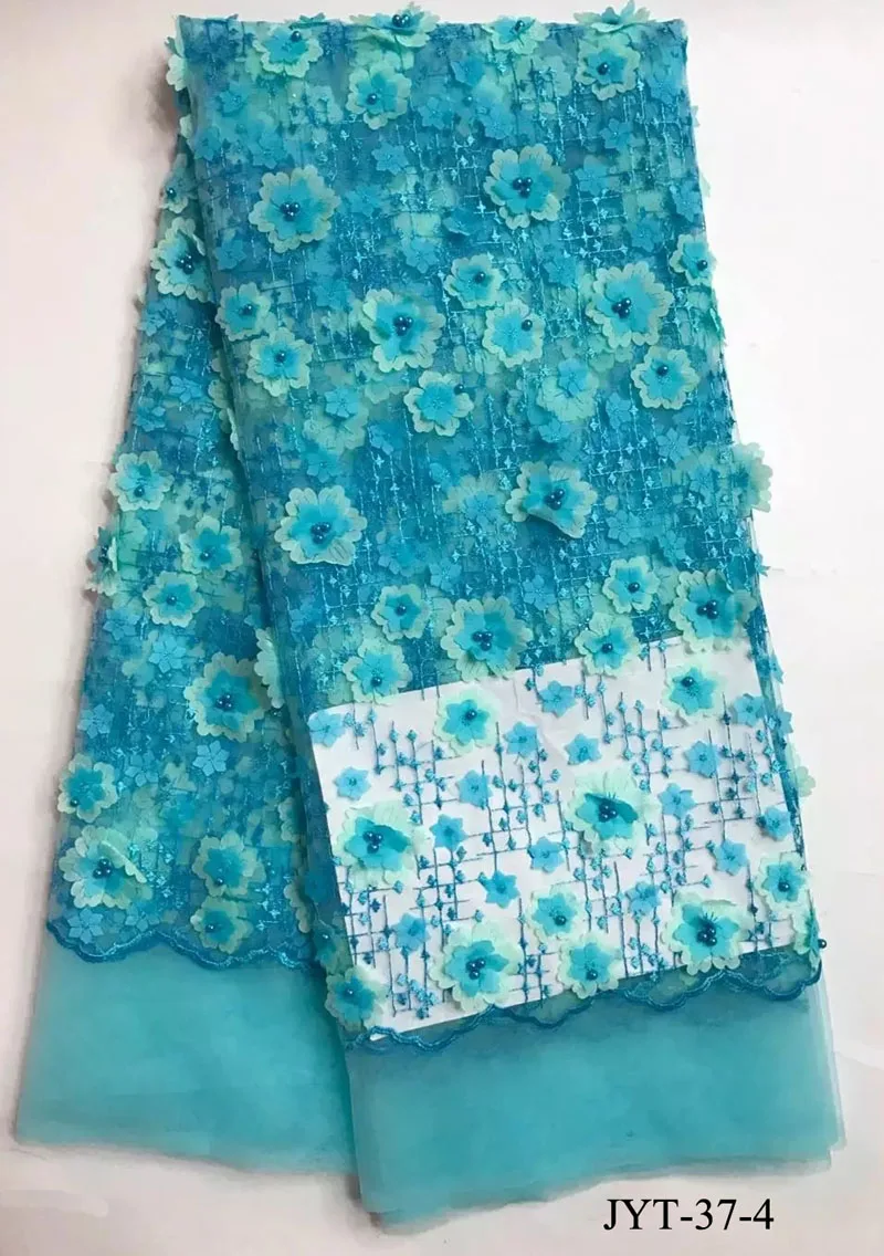 New arrival 3d flower french laces fabrics high quality African beaded tulle lace fabric for women dresses making JYT-37 | Дом и сад