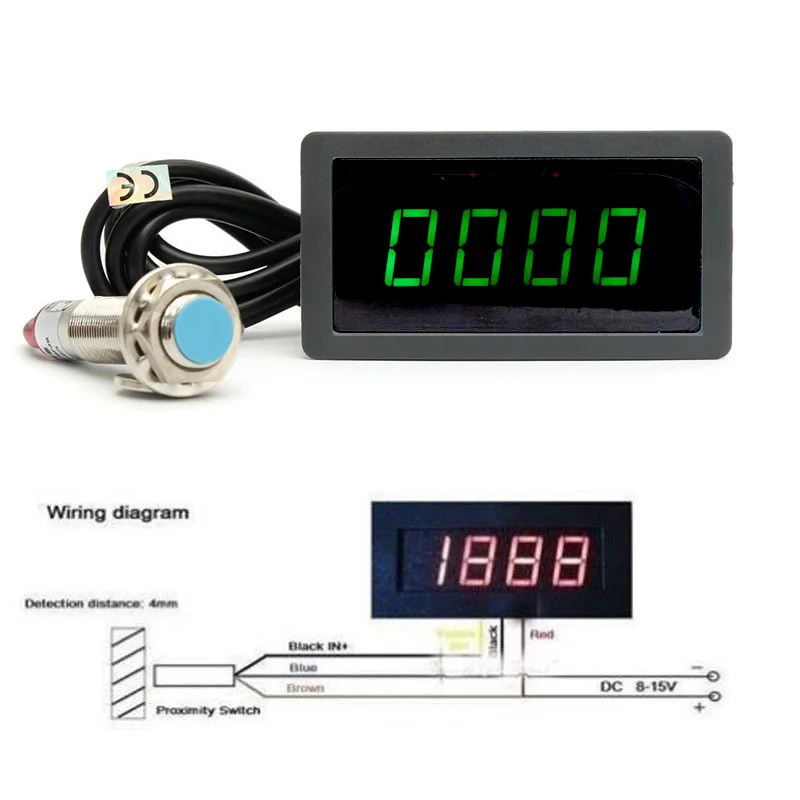 Цифровой светодиодный Тахометр DYKB измеритель скорости оборотов в минуту + датчик