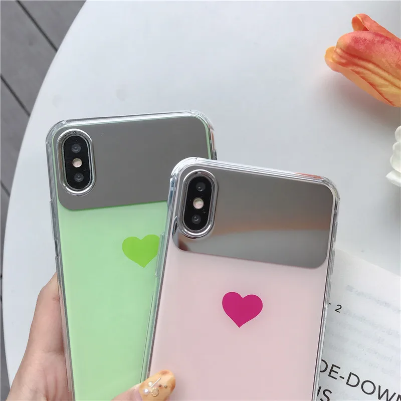 Модный зеркальный чехол для iPhone X Xs Max XR 8 7 телефона Маленький милый свежий из ТПУ 6