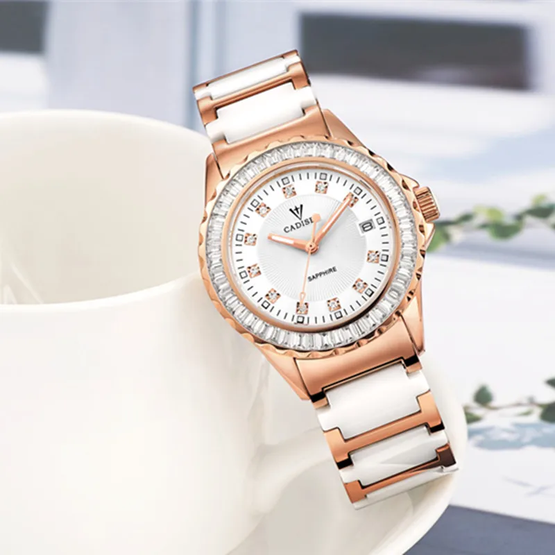 Relojes Mujer CADISEN Топ бренд модные женские часы керамический браслет кварцевые спортивные часы для девушек повседневные часы женские часы