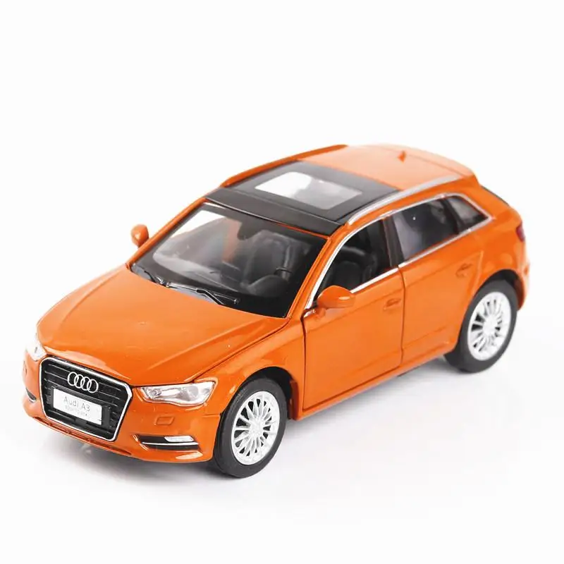 Муравей 1:32 Сплав модель автомобиля высокая имитация Audi A3 металлические Литые игрушечные машинки оттяните назад сверкающий музыкальный игрушки для детей - Цвет: Оранжевый
