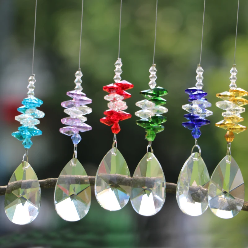 

6PCS Hanging Crystal Suncatcher Fengshui Pendants Rainbow Maker Curtain Home Wedding Decoration Gifts