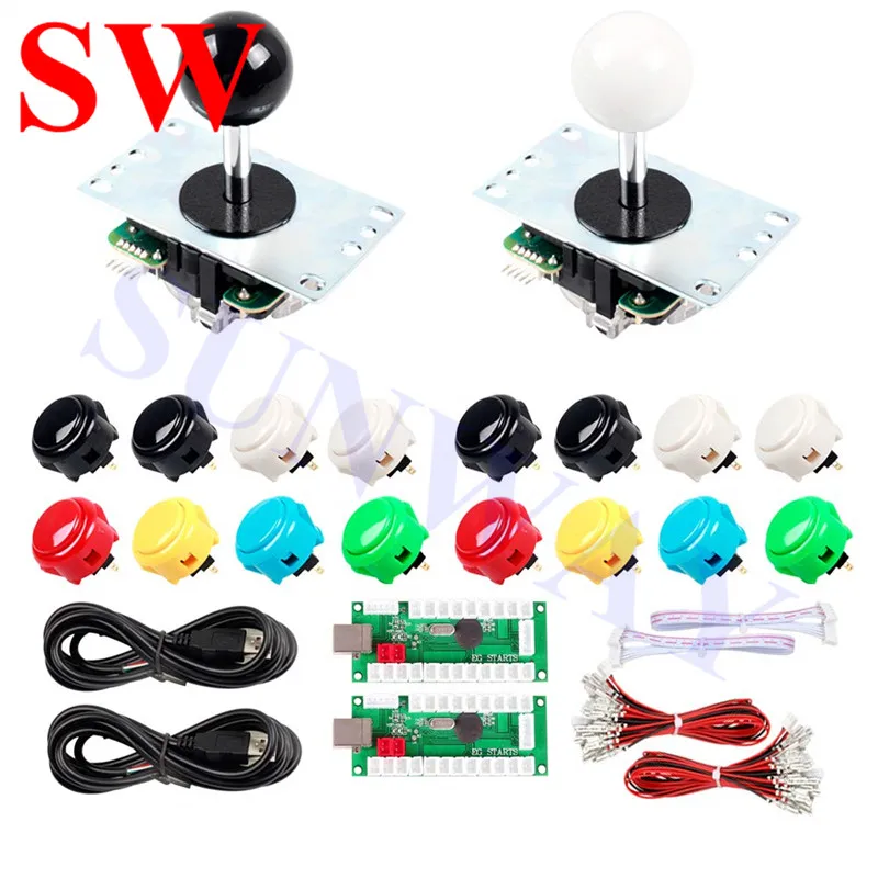 

2x SANWA оригинальный 8YT джойстик Janpan Sanwa + 16 x фотокнопок + 2 светодиодный ных USB-панели управления Mame Arcade Zero Dely Kit DIY