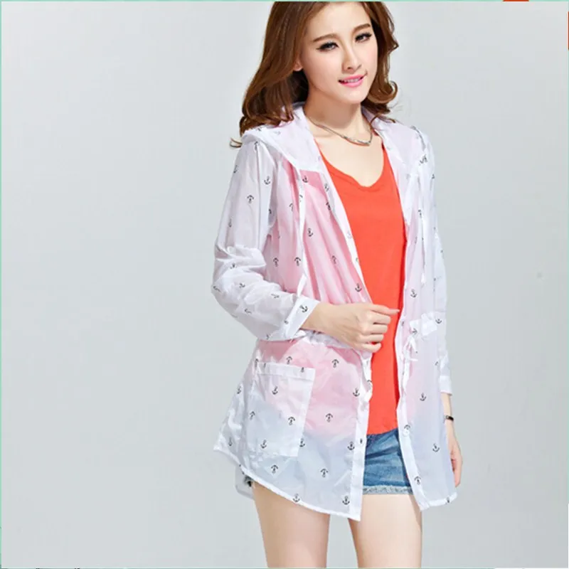 Новый бренд печати Тонкий Лето 2015 Для женщин Солнцезащитная одежда прозрачные