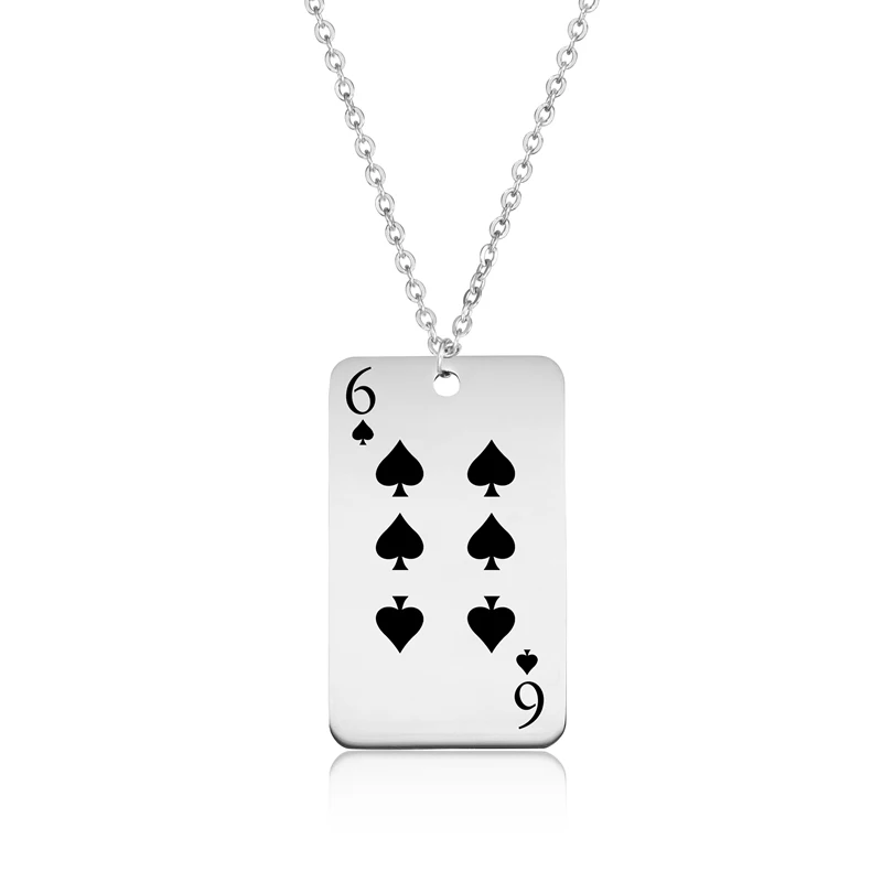 Spade игральные карты кулон ожерелье из нержавеющей стали на заказ Гравировка покер панк Спортивное ожерелье s женское мужское модное ювелирное изделие - Окраска металла: 6