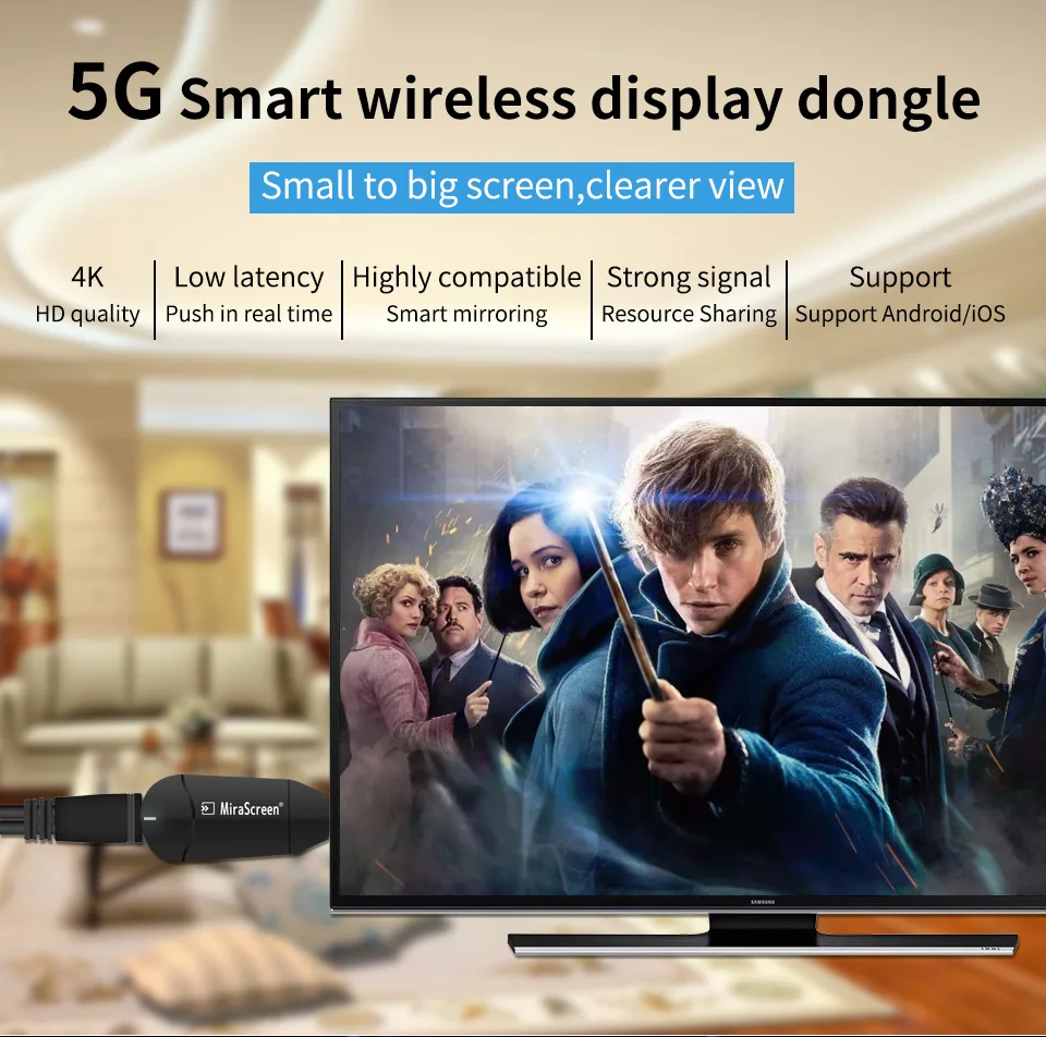 K6 ТВ-карта ключ беспроводной дисплей ресивер 2,4G/5G двухдиапазонный Wi-Fi UHD 4 K Miracast обмена потоковыми мультимедийными данными(Airplay DLNA для iOS и Android планшетный ПК