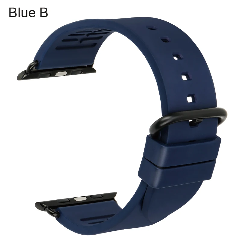 Для Apple Watch band 44 мм 40 мм серия 4 Apple iWatch ремешок 42 мм 38 мм часы-ремешки Фторуглеродные резиновые браслеты - Цвет ремешка: Blue B