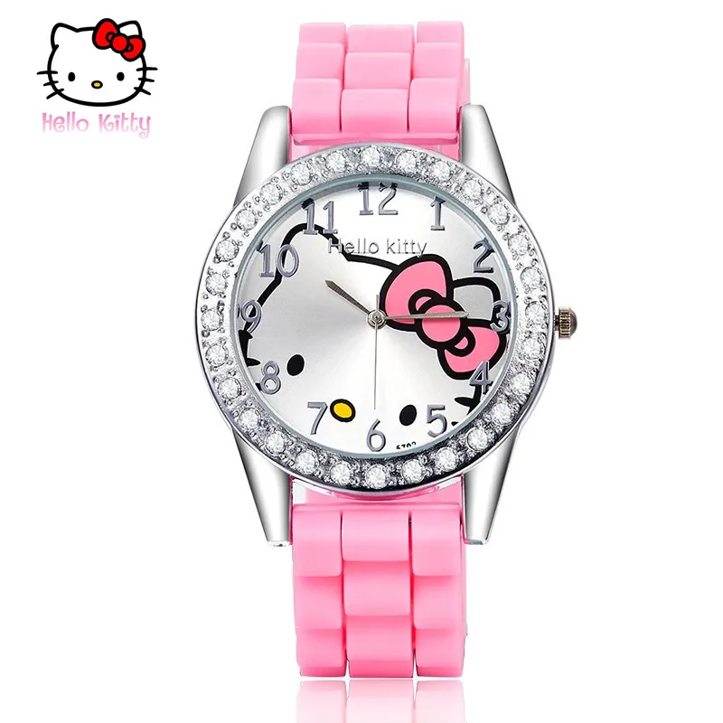 Часы для девочек 2018 милые часы Серебряный Круглый циферблат Хрустальные