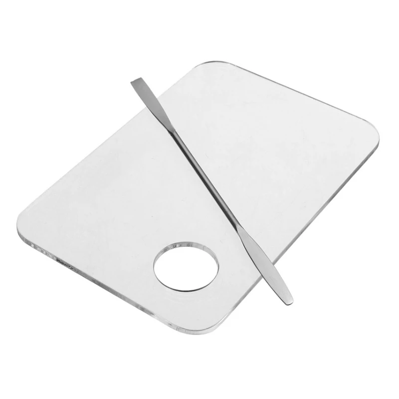 Acrylic Transparent Nail Art Palette Pallet Tool Blending Pigment Stainless Steel Spatula Polish Storage Foundation | Красота и