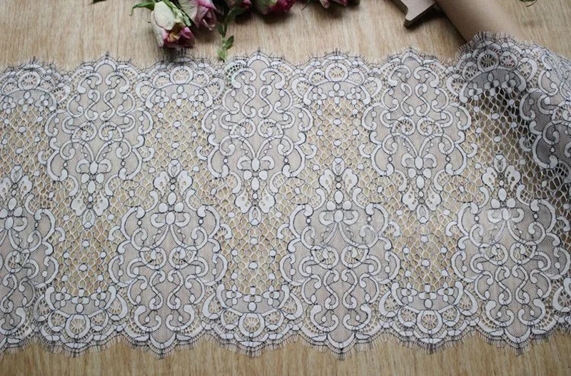 

6M/width 35cm width exquisite double edge eyelash lace Wedding African lace fabric Lace DIY clothing accessories