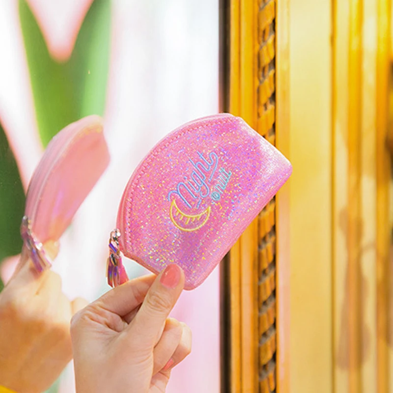 Hologram Zipper Coin Purse Embroidery Small Wallet Women Girls Tassels Mini Money Bag Earphone Key Holder Pouch Lipstick Bags | Багаж и