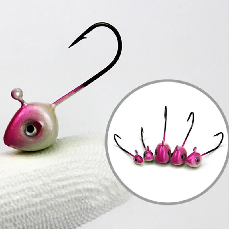 

100pcs Ice Fishing Fish Head Lure Mini No Collar Fly Tying Crappie Perch Fishing Jigs with Aberdeen Hooks
