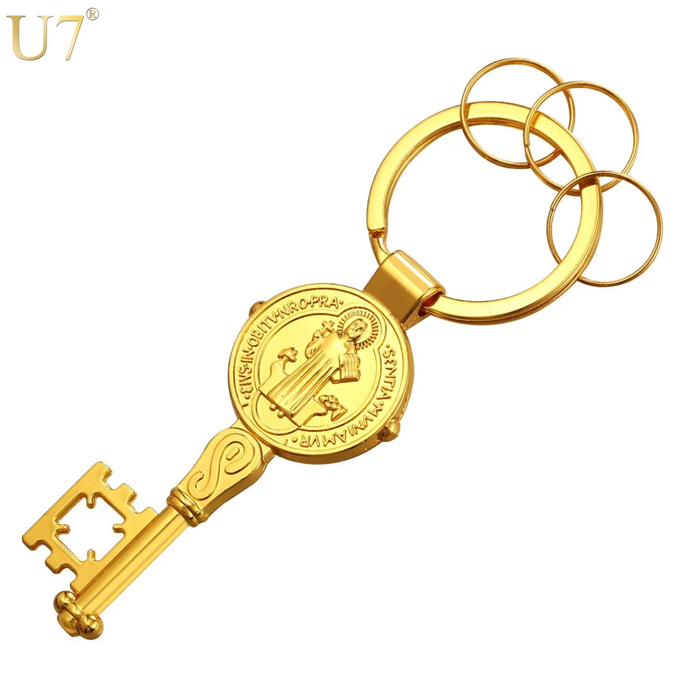 U7 Святой Бенедикт Брелок Для Мужчин Позолоченные Ювелирные Акссесуары Держатель