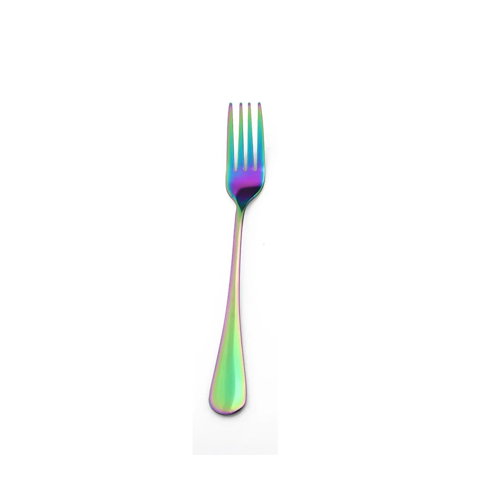 Fork Творческий Нержавеющая сталь красочный набор столовых приборов Радуга столовые приборы Комплектная Посуда Столовые приборы для путешествий острый стейк нож, вилки и ложки 1 шт - Цвет: Fork