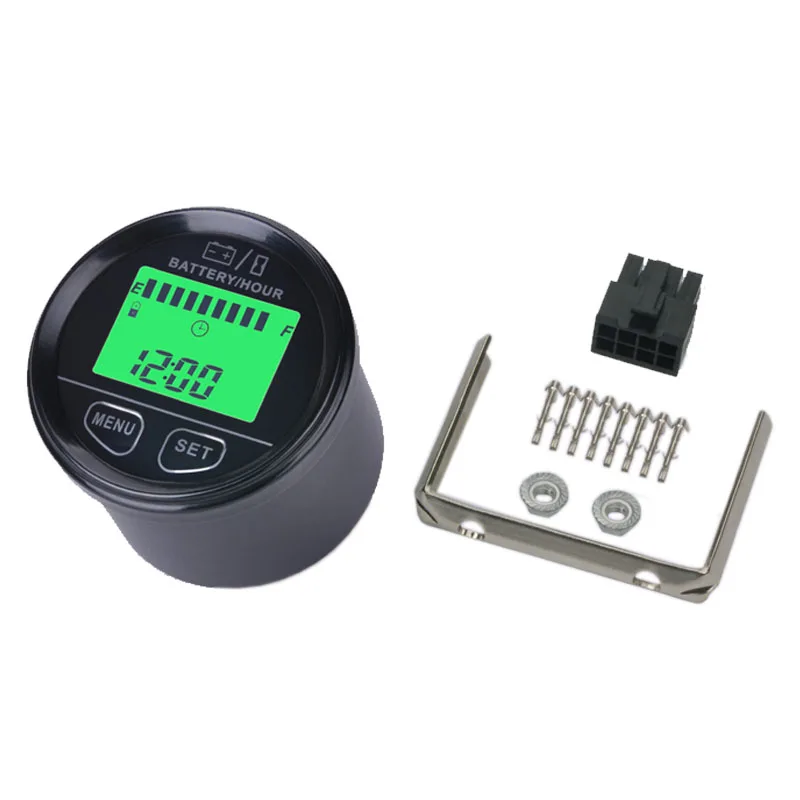 

Large LCD Display Battery Gauge VOLT Meter Battery Indicator Green Backlight with hour meter for ATV Tractor golf carts RL-BI012