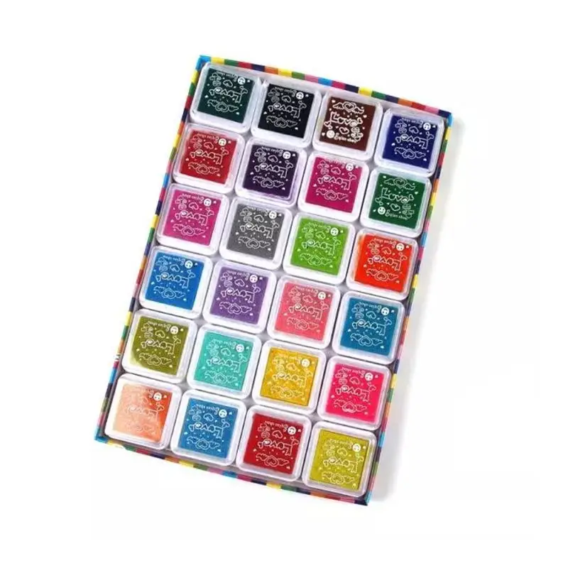

24Pcs Kids Mini Fingerprint Painting Baby Souvenirs Toy Colorful Ink Pad Stamp Baby DIY Art Craft Seal Graffiti Tool