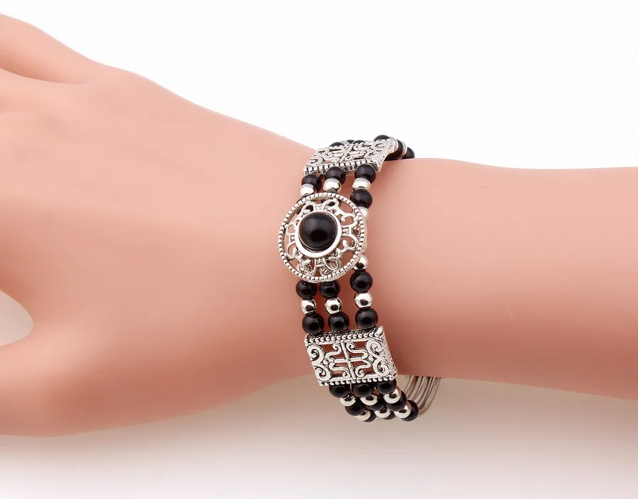 Женский винтажный браслет с красным/синим/черным бусинами | Украшения и