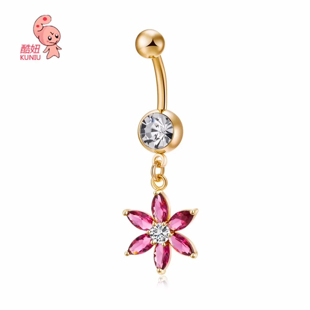 2018 Новые Горячие Роскошные циркониевые кристаллы цветок кольца для пупка