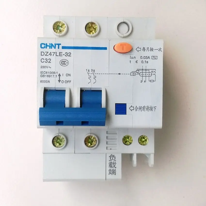 CHINT DZ47LE-32 2P C32A прерыватель цепи при утечке на землю/выключатель с остаточным током