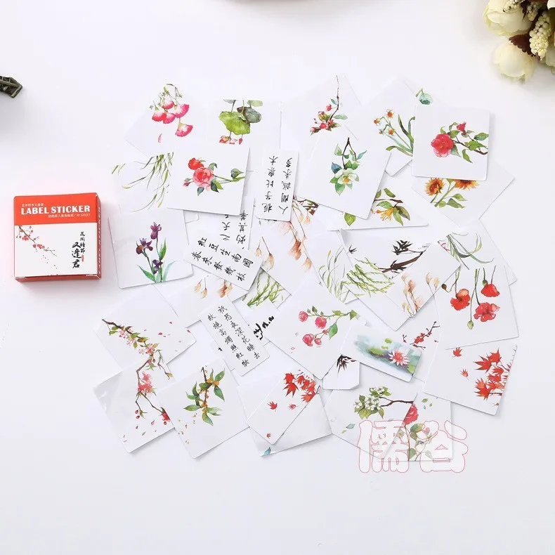 1 коробка(40 шт.) kawaii DIY животного Кот цветочным узором стикер 43*43 мм Геометрия декоративные ленты герметик канцелярские наклейка подарок 06469 - Цвет: 12