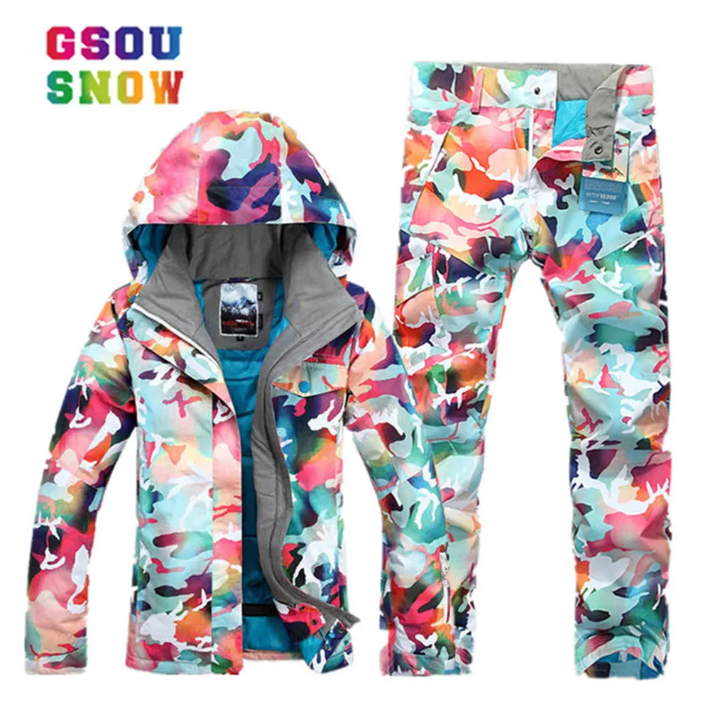 GSOU SNOW новый водонепроницаемый лыжный костюм женский зимний термальная лыжная