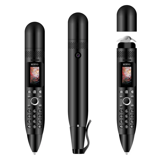 Black Карманная мини ручка для записи мобильного телефона SERVO K08 Magic Voice reporter celulares Bluetooth Dialer портативный вентилятор мобильного телефона PK K07 - Цвет: Black