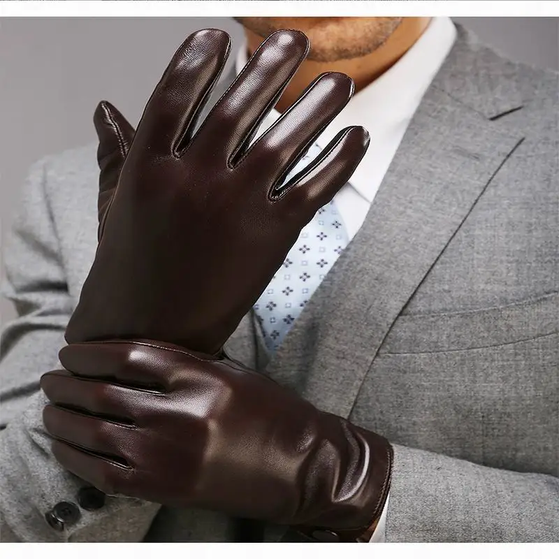 Высококачественные мужские перчатки из натуральной кожи осенне-зимние плотные