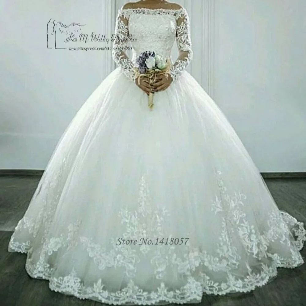 Свадебное платье с длинным рукавом кружевное свадебное бальное для невесты 2017|long