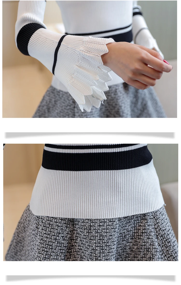 Striped Long Sleeve Sweater 2018 Autumn Winter Women Sweaters And Pullovers Knitwear Female Jumper Pull Femme Black White | Женская