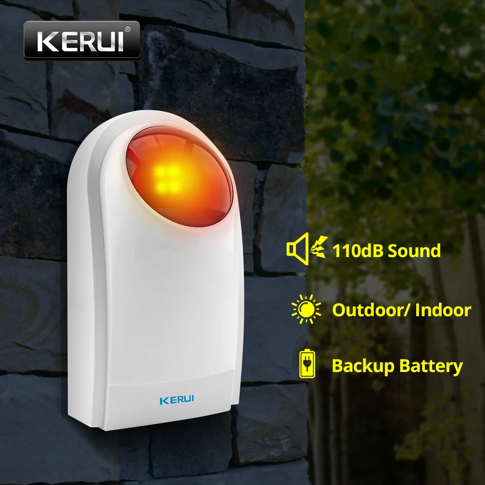 KERUI J008 110dB Крытый открытый беспроводной мигающий Сирена стробоскоп светильник сирена для KERUI система охранной сигнализации для дома