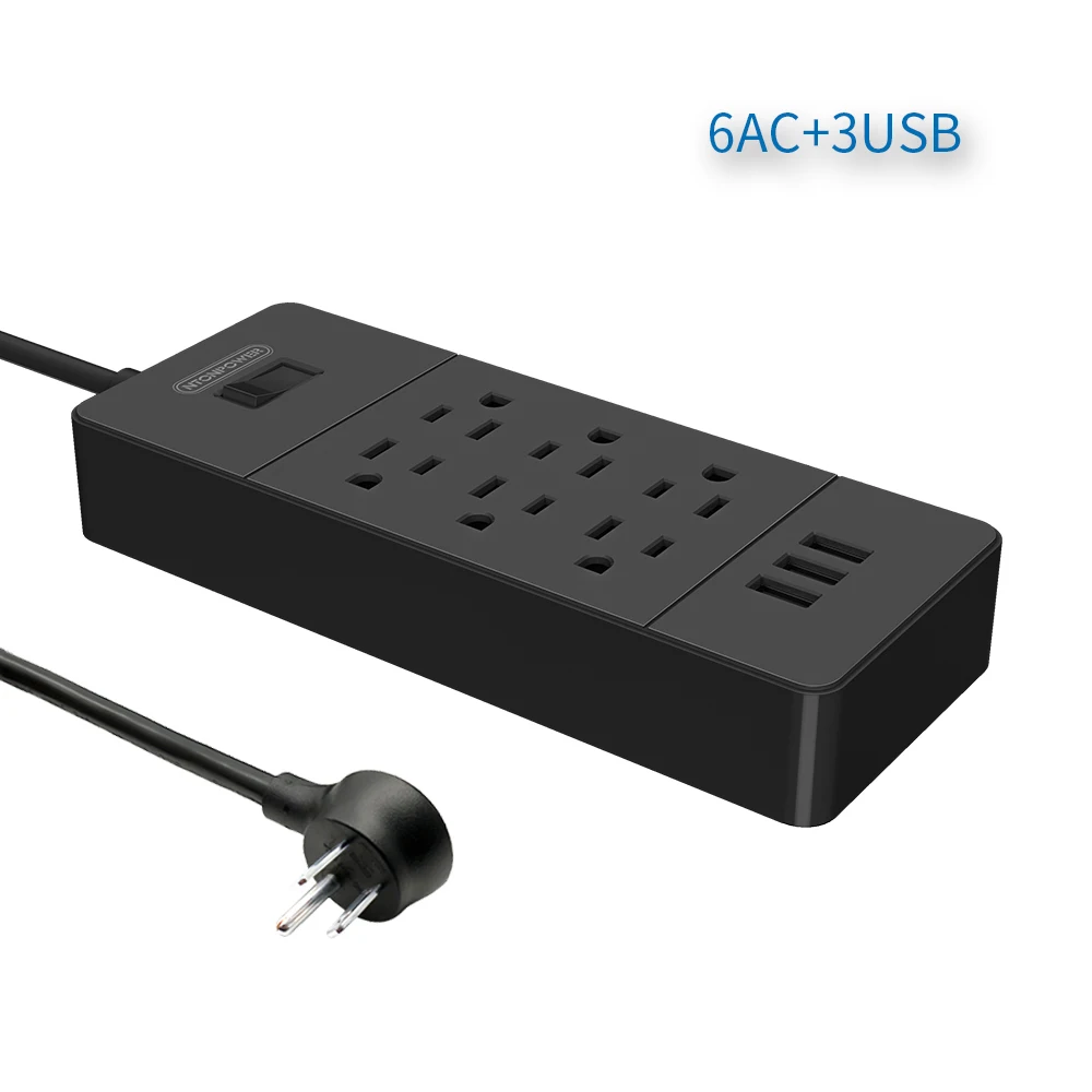 NTON Защита от перенапряжения питания семейная силовая полоса 8 AC 4 USB зарядная станция с подвесным слотом для установки в США электрическая вилка для офиса