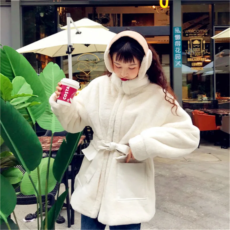 2019 Женская Корейская версия толстого плюс хлопка короткое пальто PU карман зимние