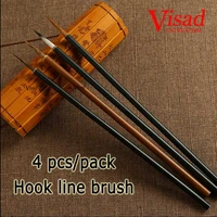 4pcspack chinese weasel hair calligraphy brush pen set hook line scriptliner water color brush art stationary painting brush
