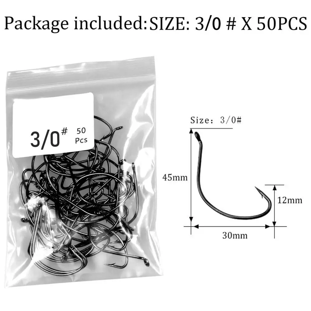 50 piece size 3-0 50 шт. офсетные рыболовные Крючки#6#4#2#1#1/0#2/0#3/0 Wacky Rig Drop Shot Rig кривошипный крючок под червя Walleye снасти для ловли окуня - Цвет: 50 piece size 3-0