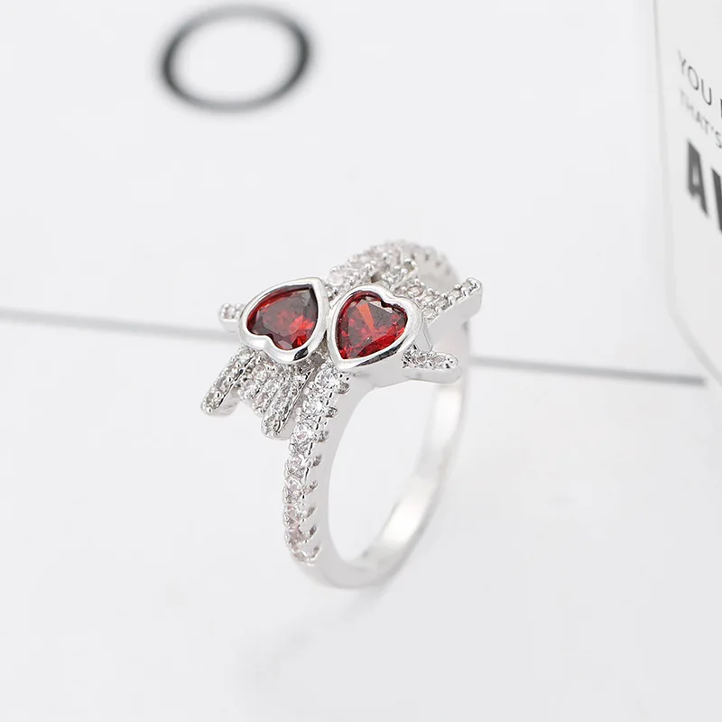 Элегантный для женщин Циркон Кристалл миди кольца серебро Цвет Медь сердце