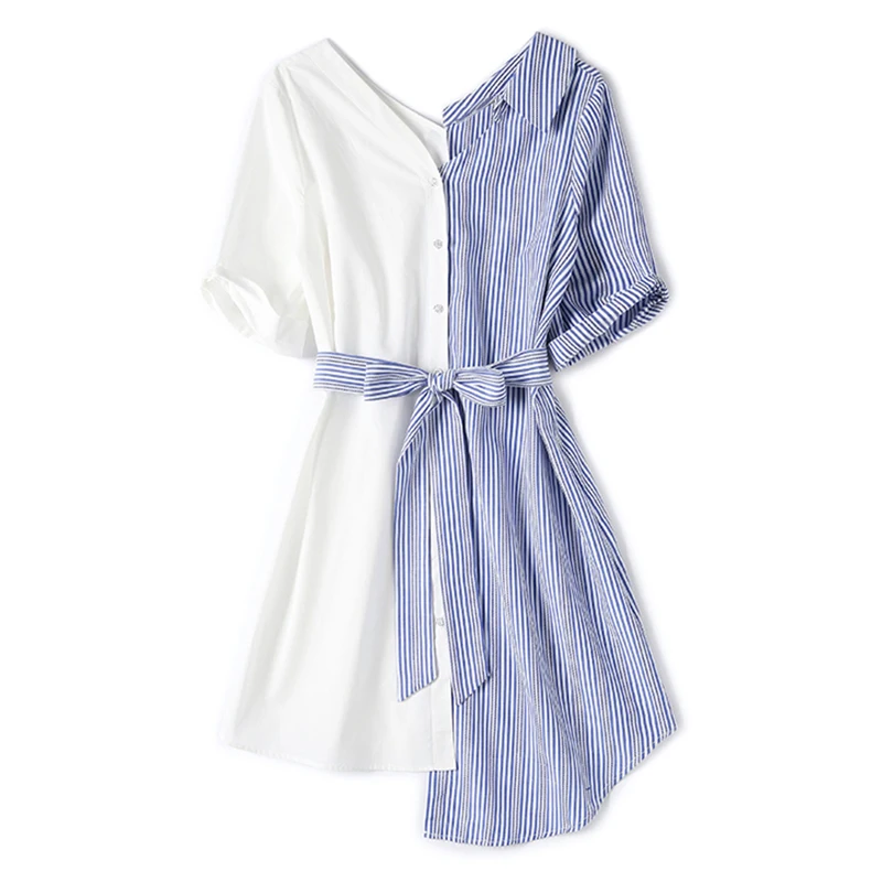 Женское Хлопковое платье Trytree повседневное асимметричное трапеция розового и