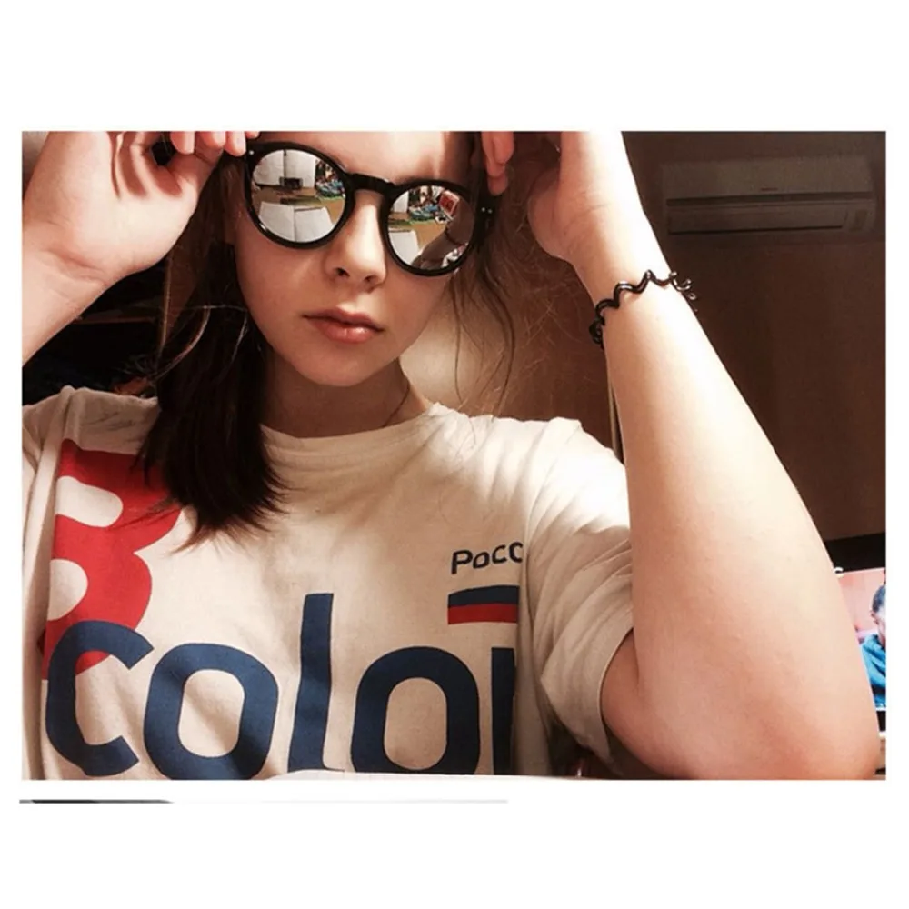 Винтажные круглые солнцезащитные очки унисекс легкие цветные в оправе с защитой