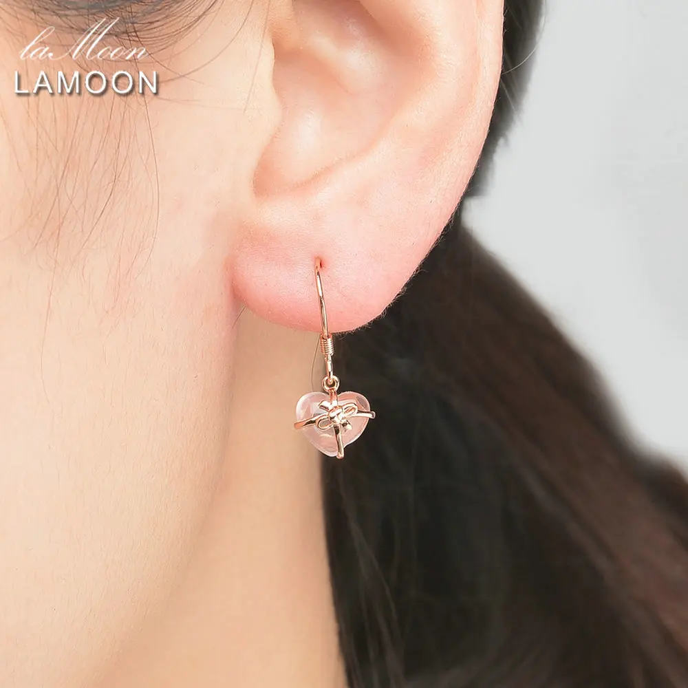 Серьги подвески из серебра 100% пробы с розовым кварцем 7 х8 мм|drop earrings|earrings dropsearrings