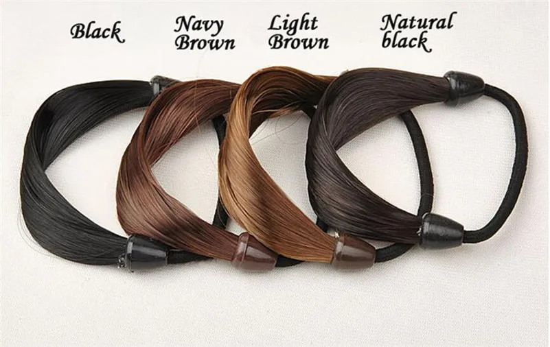 Резинка для волос женская черная эластичная с прямыми волосами - купить по