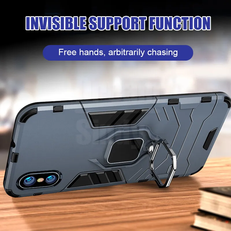 

Luxury Armor Soft Silicone Case On The For IPhone 8 7 6 6s XS Max X Shockproof Case For IPhone XR 7 8 Plus Ring Phone Case Cover