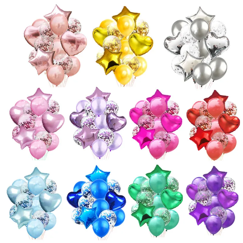 14pcs 12in Confetti Latex Balloons Multi 18in Helium Balloon Happy Birthday Party Decor Wedding Festival Balon Party Supplies