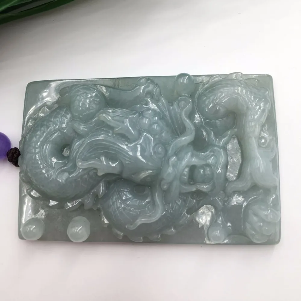 Подвеска из натурального нефрита с фиолетовым кристаллом 2983 # | Украшения и