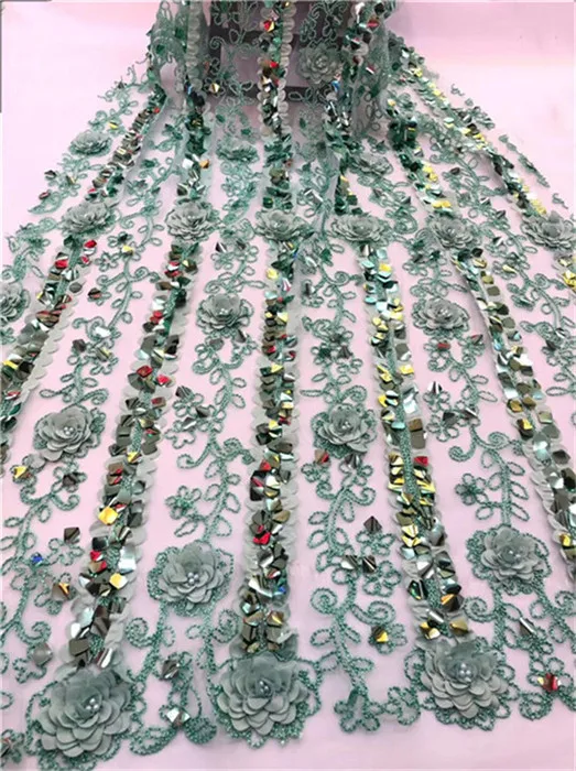 Высококачественная нигерийская 3D аппликация Свадебная кружевная ткань