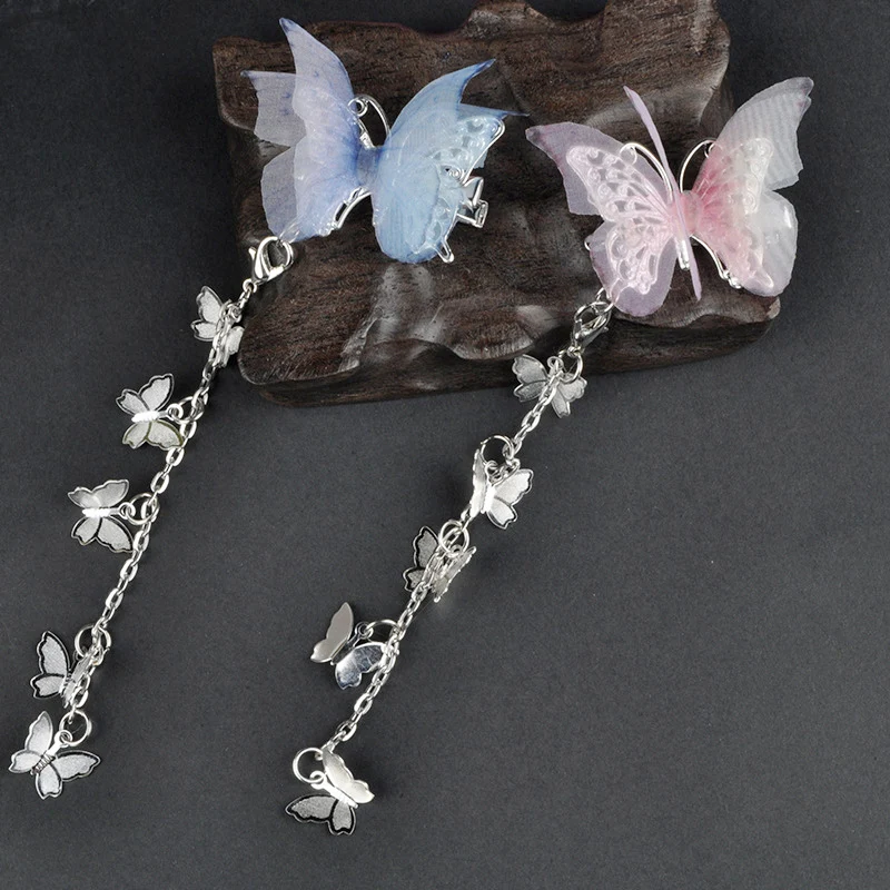 

blue pink metal butterfly hair clip decortion princess hair flower clip china ancient dynasty princess hair flower