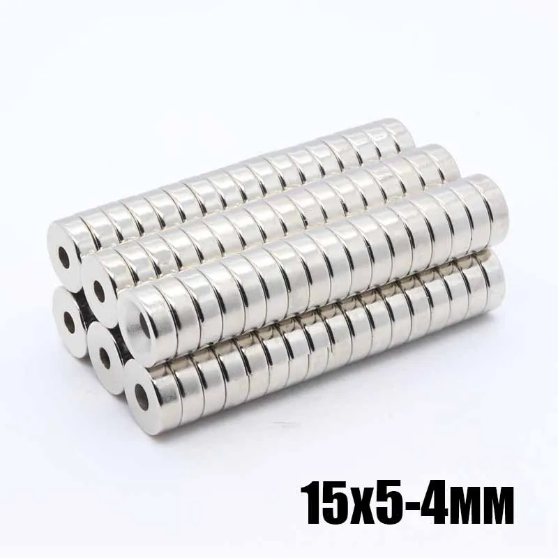 

40pcs 15 x 5mm Hole 4 mm Super Strong Ring Loop Countersunk Magnet Rare Earth Neo Neodymium Magnets Cylinder 15*5-4mm