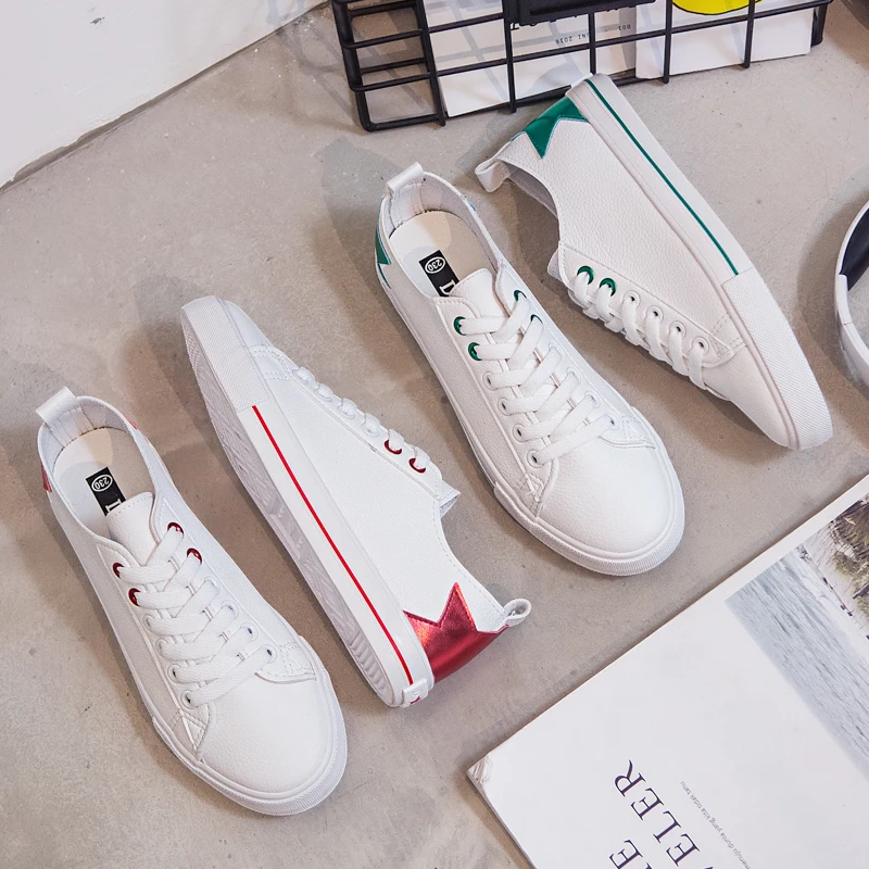 2018 летняя новая модная женская обувь повседневная на плоской подошве звезда